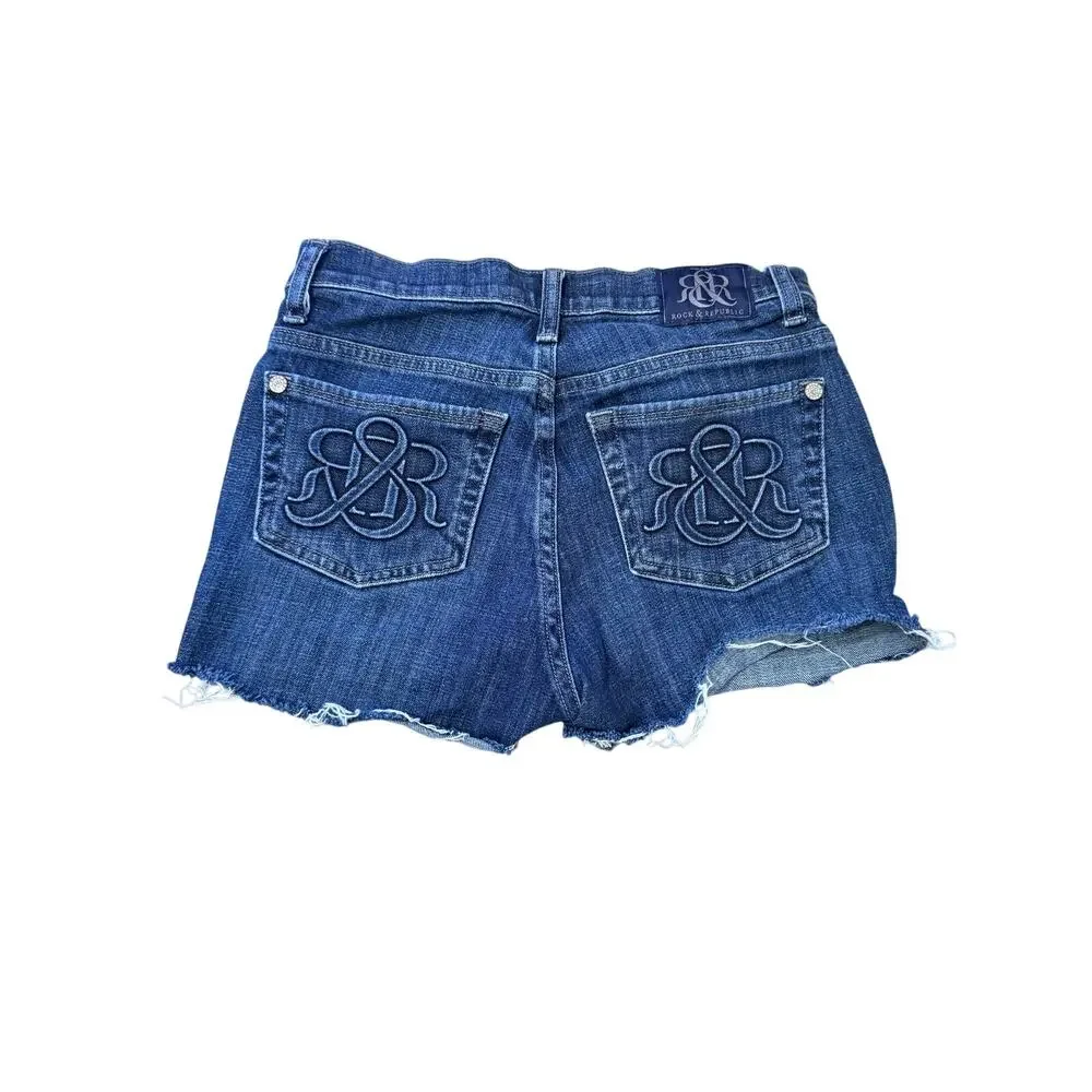 Rock & Republic Women’s Dark Wash Denim Shorts Sz W27